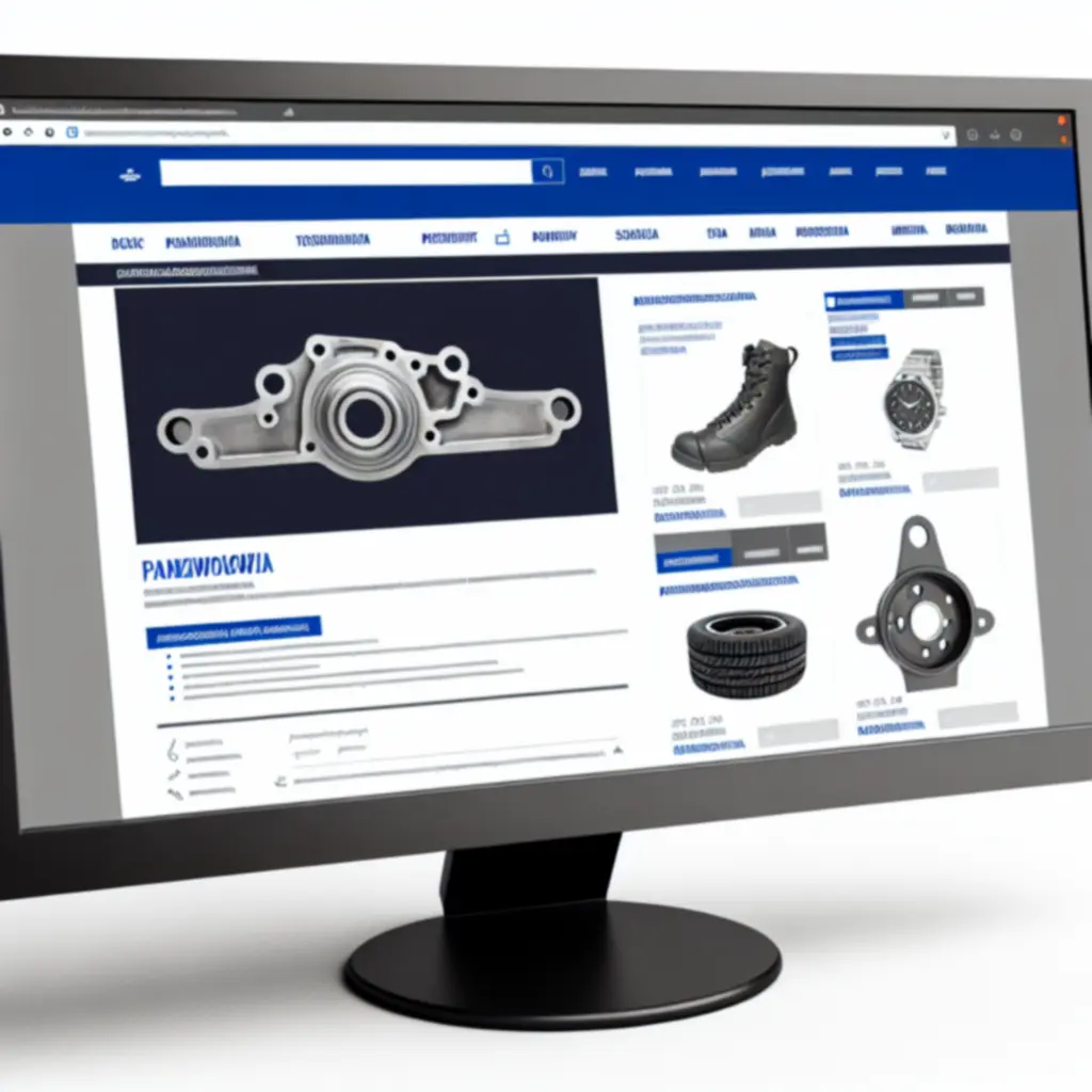 Szczegółowa karta produktu części samochodowej na ekranie komputera